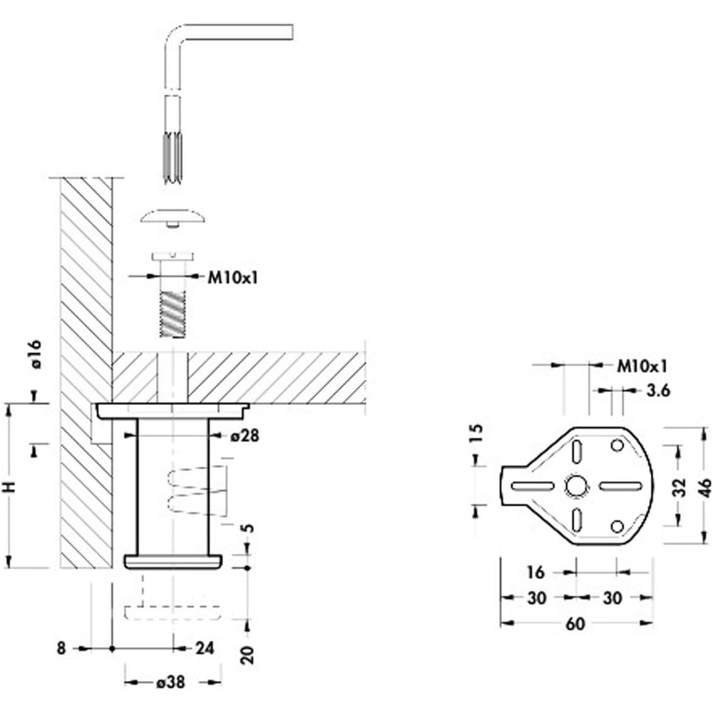 Регулятор уровня универсальный H80 мм, накладной