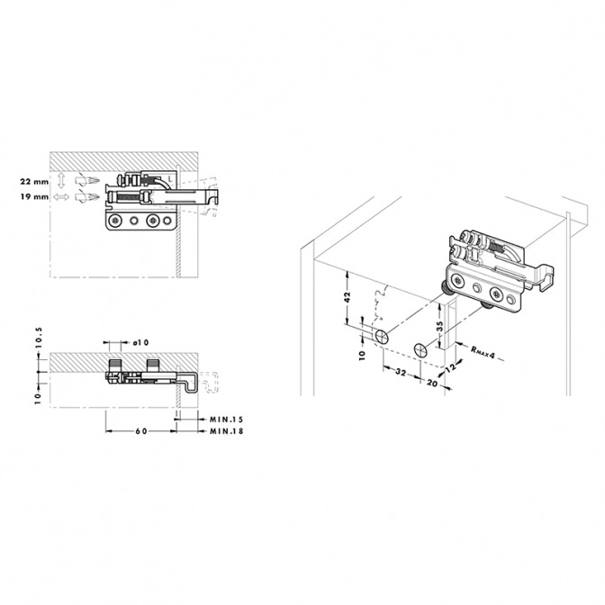 Завеса 801 стальная усиленная под пресс, левая БЕЛАЯ, без планки 