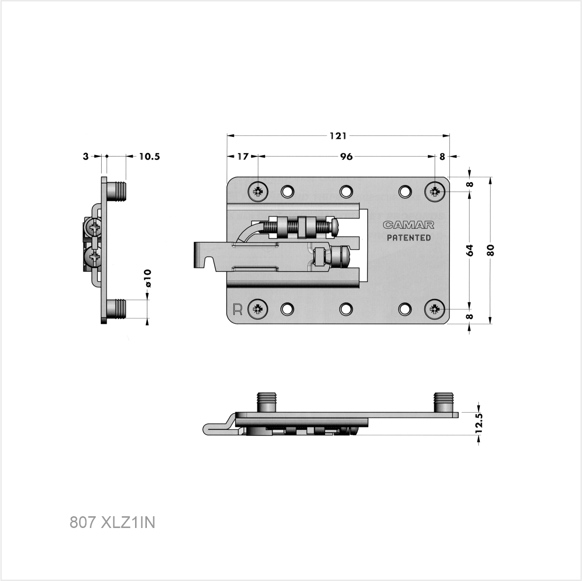 Завеса 807  XL  скрытого крепления корпус-стена, правая БЕЛАЯ